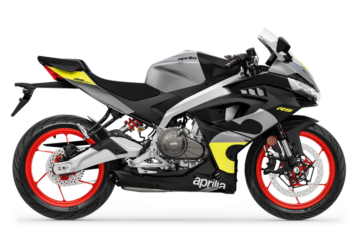Aprilia RS 457 in Arsenic Yellow, zijaanzicht