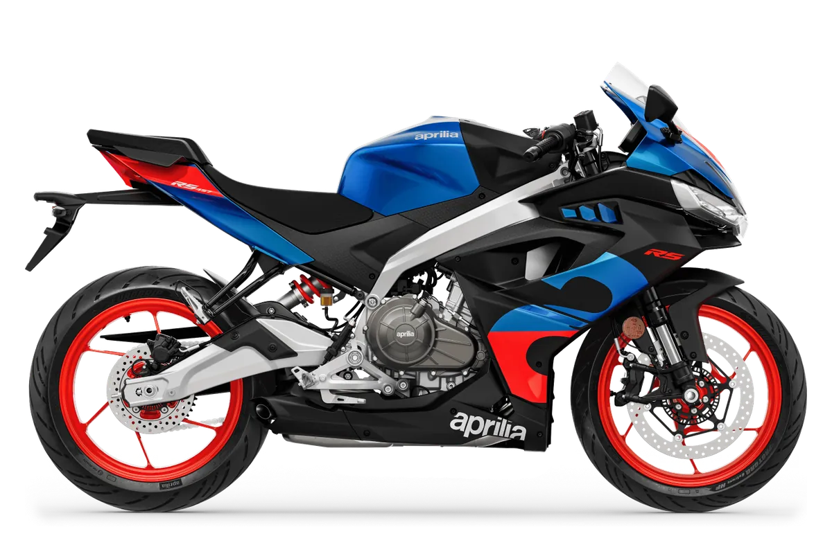 Aprilia RS 457 in Coral Snake Blue, zijaanzicht