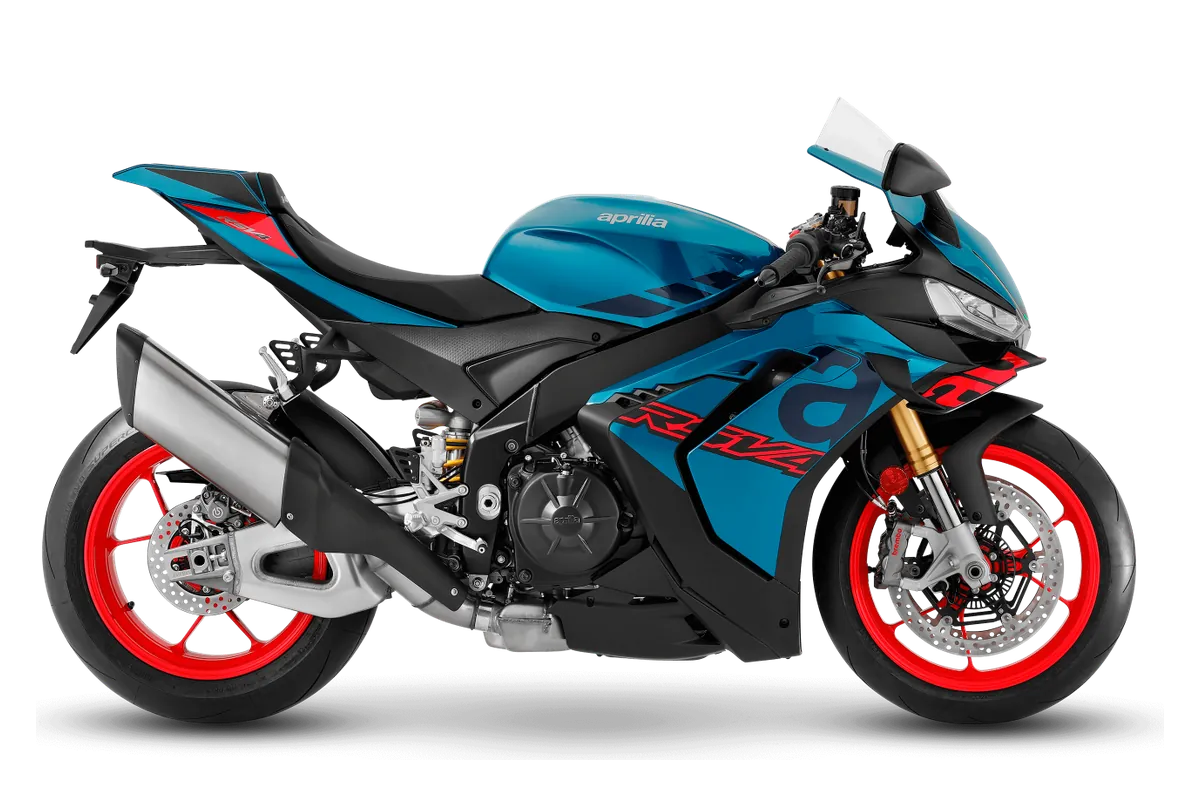 Aprilia RSV4 1100 in Stingray Blue, zijaanzicht