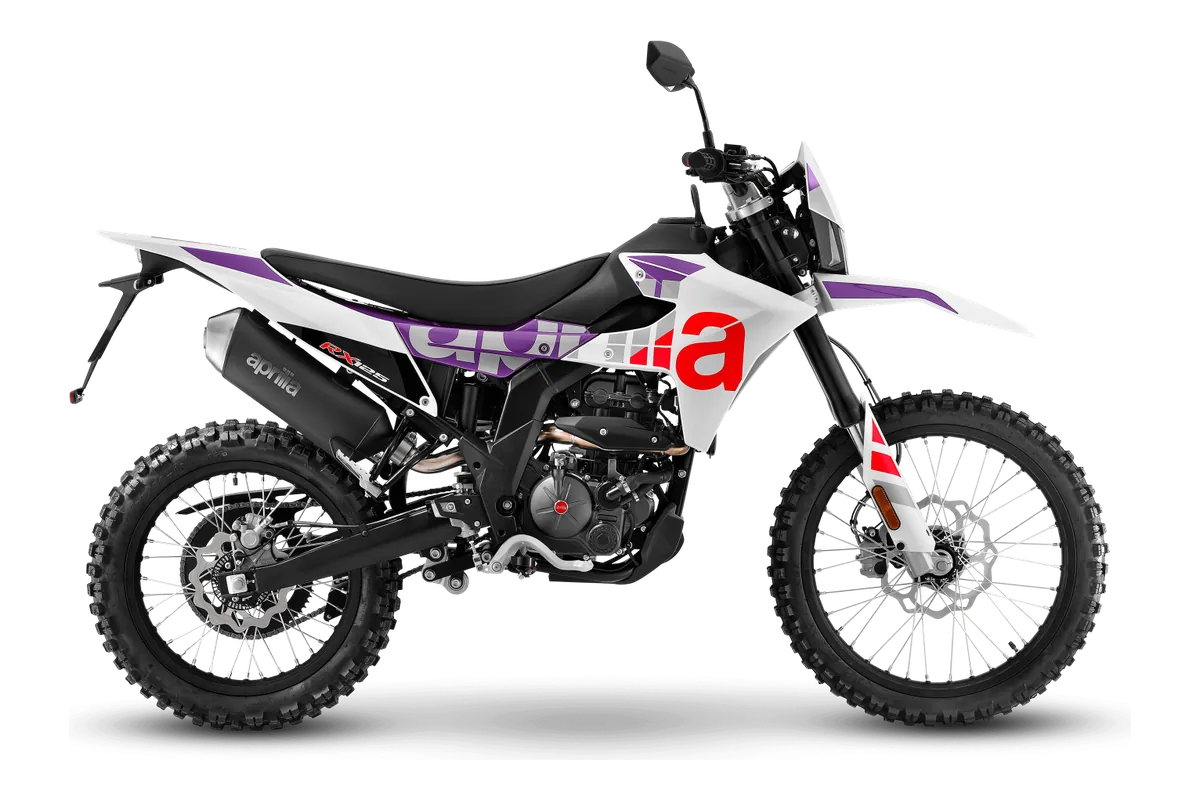 Aprilia RX 125 in Cubozoa White, zijaanzicht