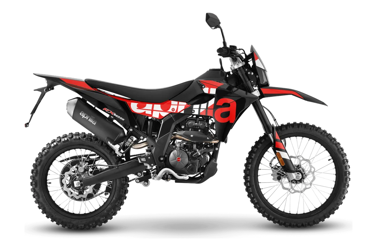 Aprilia RX 125 in Varanus Black, zijaanzicht