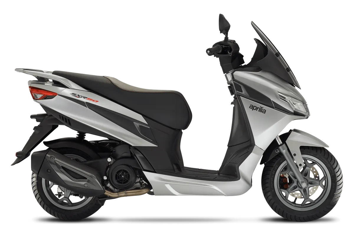 Aprilia SXR 50 in Instinctive Grey, zijaanzicht