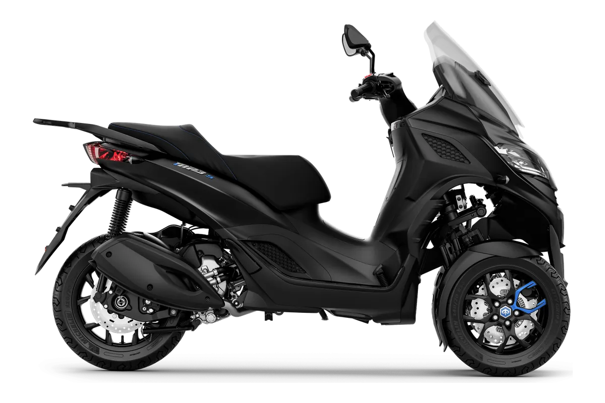 Piaggio MP3 in Nero Meteora, zijaanzicht